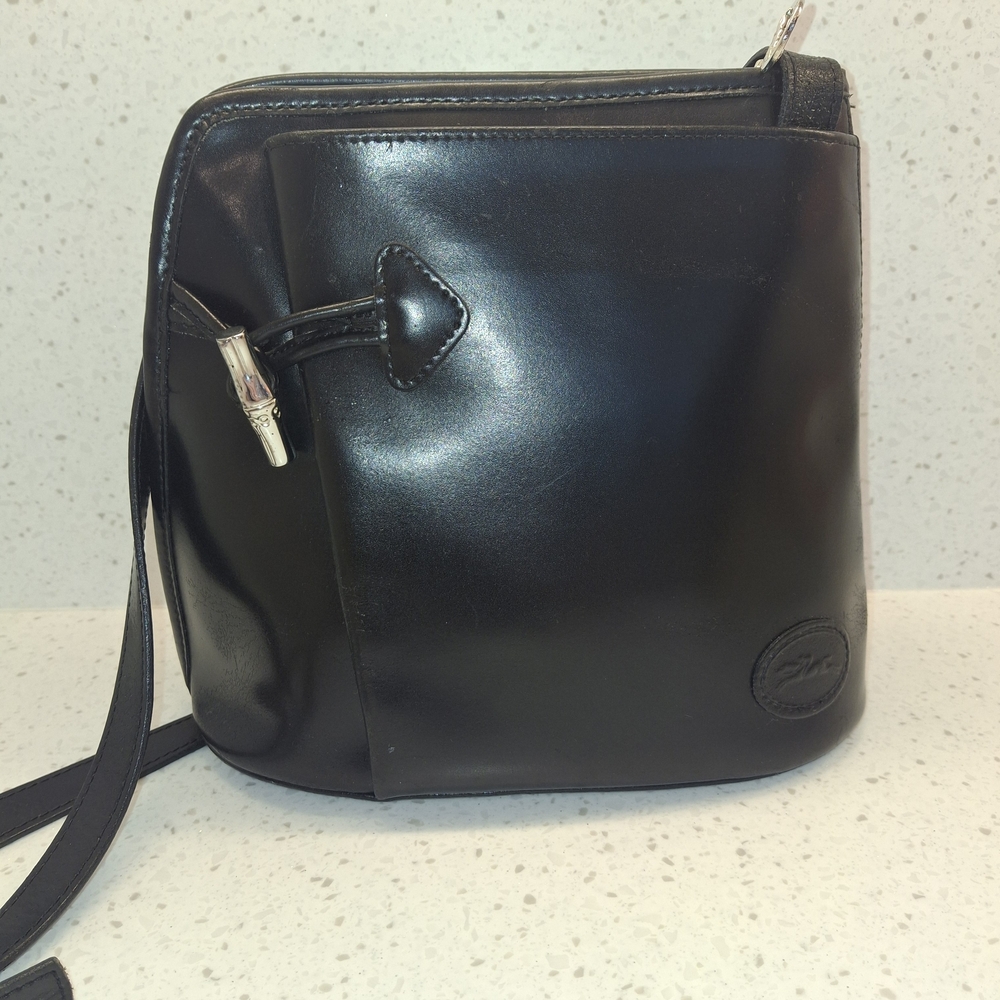 Longchamp Black Leather Crossbody Bag